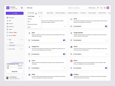 Automake - Integration Apps ai automake automation automation dashboard automation platform clean dashboard dashboard design design minimalist motion graphics portofolio technology ui uidesign uiux uiux design ux uxdesign uxerflow