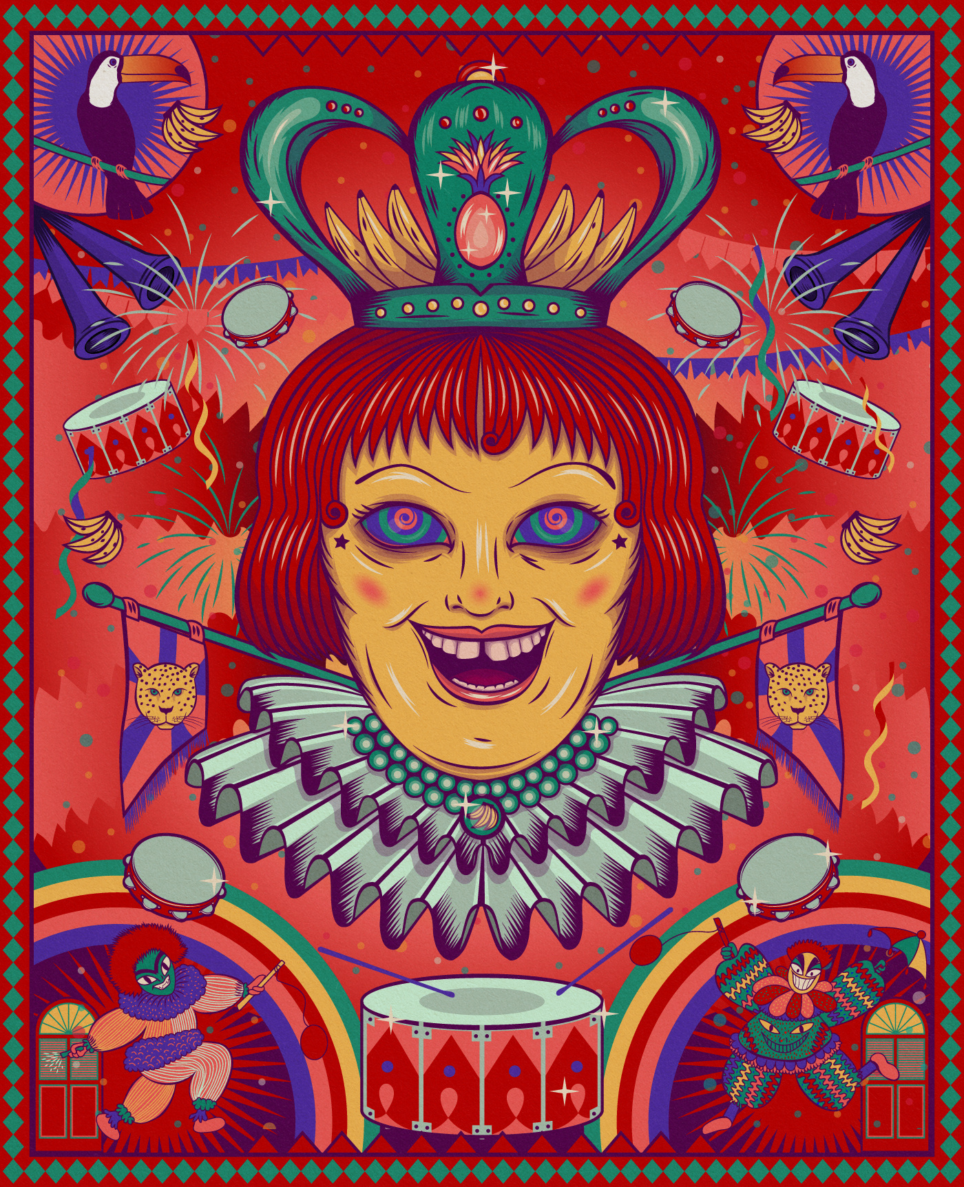 Carnaval poster adobe illustrator brazilian style colorful colorful artwork cultural art detailed illustration digital illustration graphic design illustration maximalist poster art poster design south america style vector art vector illustration vibrant colors visual art visual storytelling women in illustration