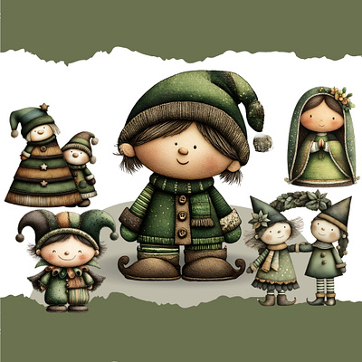 Elves in Christmas Clipart holiday characters