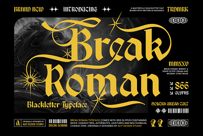 Break Roman Typeface blackletter design font fonts letteing typeface