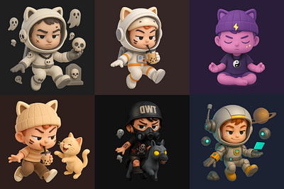 3D Character Design Inspiration - Cartoon Figures 3d character 3d illustration ai design bubble tea cartoon character character concept character design character lineup character pack collectible toy colorful design cute character digital art fun art kawaii mascot design meditation art space character stylized character toy design