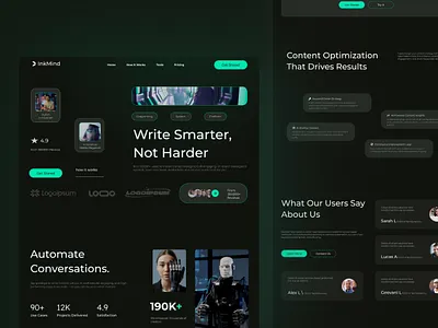 AI Copywriting Technology Landing Page Template ai ai builder ai building ai chatbot ai web ai website ai website builder builder copywriting dark futuristic landing page modern ui uiux web web design website