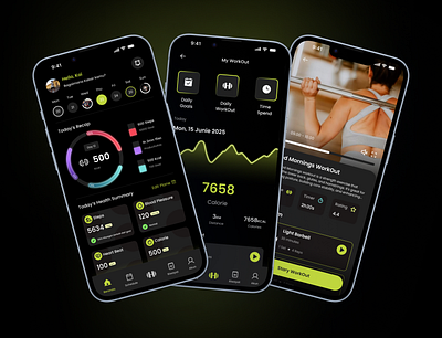 Workout Mobile App – Track Steps, Calories, & Strength Sessions daily workout fitness app gym app gym mobile app ui workout app workout app mobile