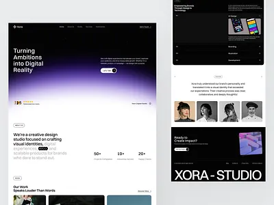 Xora — Creative Studio Landing Page clean ui creative agency digital agency futuristic gradient hero section landing page minimalist modern design studio website ui design user interface web design website design