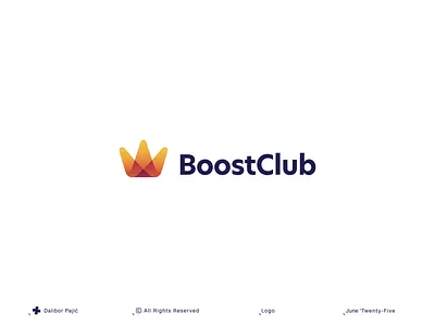 BoostClub logo boost branding clean club crown esports gaming graphic design king light logo mark minimalist modern play playful playstation start video youtube