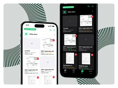 Document Management Screens for the Fleet Driver iOS App animation branding dark mode design document management documents layout driver app ui fleet ux folder ios design light mode logistics mobile app design mobile fleet app new folder ui ui design user interface ux ux design