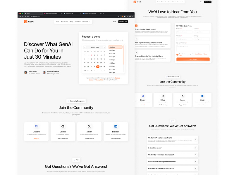 GenAI UI Kit - Generative AI Website (Demo & Contact Us Page)