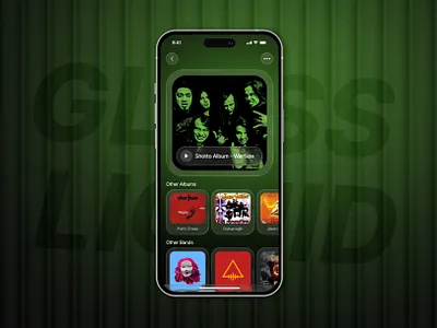 Liquid Glass UI Music App Design app design figma glassui liquidglass mobile app design ui ui design uiux design user interface design ux design