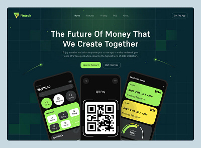 Fintech Landing Page UI banking digital bank finance fintech landing page mobile app landing page money transfer pay payment payment app professional design ui uibulbul ux wallet wallet website web app website website application website design