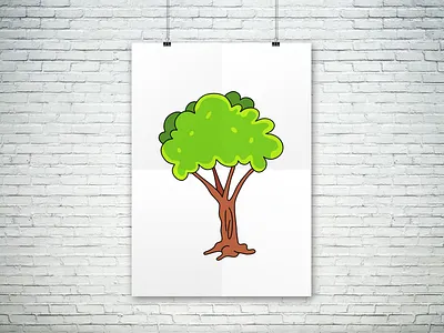 Bright Green Cartoon Tree Illustration arbor