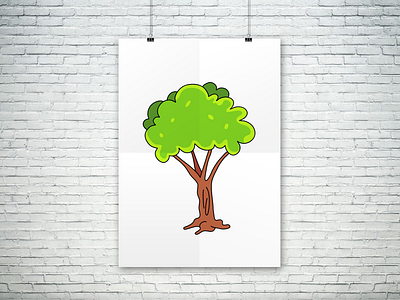 Bright Green Cartoon Tree Illustration arbor