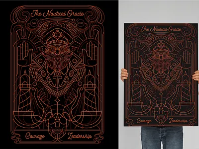 Captain! Designs! artdeco captain illustration lineart monoline ocean pirate poster