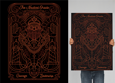 Captain! Designs! artdeco captain illustration lineart monoline ocean pirate poster