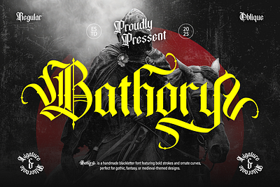 Bathory blackletter font branding custom font dark fantasy font dark soul font display font font font design font style free font gothic font heavy metal font horror font medieval font metal font occult font tattoo font typography vintage blackletter font