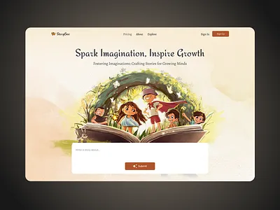 StoryBee artificial inteligence stories for kids ui design voice clonning website