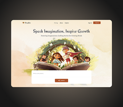 StoryBee artificial inteligence stories for kids ui design voice clonning website