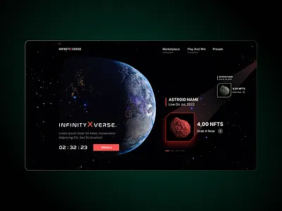 InfinityXverse landing page nft ui design website