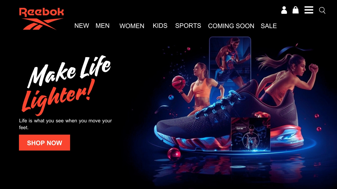 Ecommerce Website Design Reebok Style. 3d animation branding design graphic design illustration logo motion graphics ui