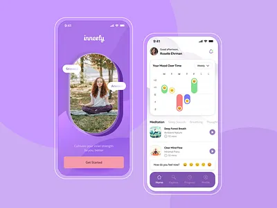 Mindful App – Daily Calm & Reflection UI app calm meditation mindful ui ux