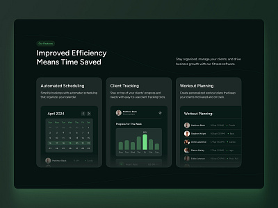 SaaS Features Design for Fitness Management Tool dashboard design features figma fitness graphic design management product saas section ui ux web web design