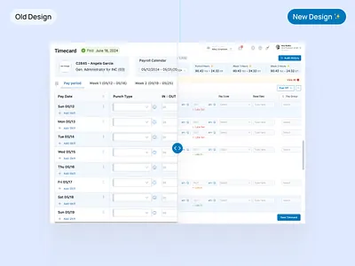 Modernized Timecard UI for Efficient Workforce Management account management design admin dashboard modern ui app modern ui apps modern ui design modern ui designs project management dashboard saas ux task management dashboard timecard calculator timecard conversion timecard ui ui design ui ux design uiuxdesign user management ui ux redesign uxui redesign services