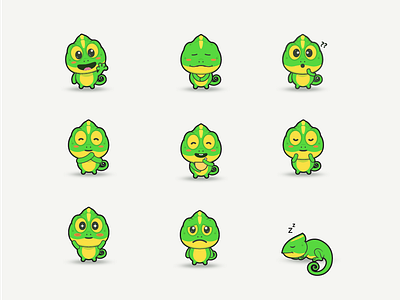 Cute chameleon Icons animal brand brand identity branding chameleon design game graphic design illustration logo logo design reptiles ui vector