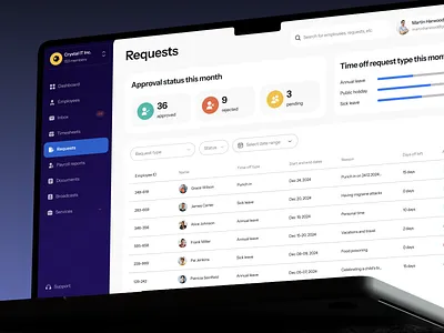 HR Management Web App Design app blue dashboard design hr light management minimalistic platform professional request ui web