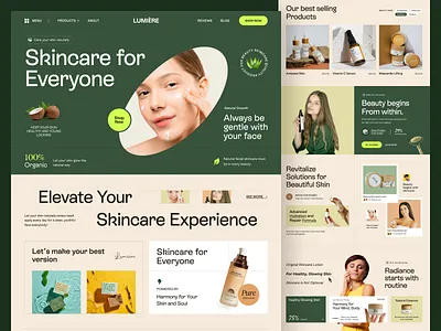 Lumière - Skincare Landing Page Website beauty cosmetics e commerce glowing landing page landingpage makeup moisturiser serum shop skincare skincare landingpage skincare store skincare webdesign skincare website sunscreen web design webdesign website design website designer