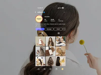 VELOURA — Where Design Meets Every Strand beautybrand branding contentcuration designinspo dribbbleshots haircaredesign instagramfeed luxurybranddesign minimalfeed premiumpackaging productgrid skincareandhaircare socialmediabranding uiuxbranding visualstorytelling