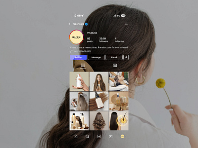VELOURA — Where Design Meets Every Strand beautybrand branding contentcuration designinspo dribbbleshots haircaredesign instagramfeed luxurybranddesign minimalfeed premiumpackaging productgrid skincareandhaircare socialmediabranding uiuxbranding visualstorytelling