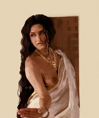SUGANDHA BAI : The Muse Behind the Veil acrylic painting digital art digital painting erotic art graphic design illustration nude painting traditional painting