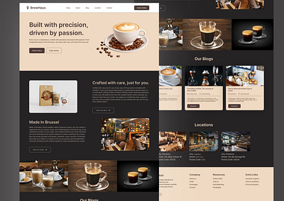 Premium Coffee Landing Page UI brandingdesign brewhaus coffeebrand coffeelayout coffeelovers coffeeshop coffeeui darktheme dribbbleinspiration ecommercedesign figmadesign landingpagedesign minimaldesign modernui productlandingpage shopinterface uidesign userexperience uxdesign webdesign