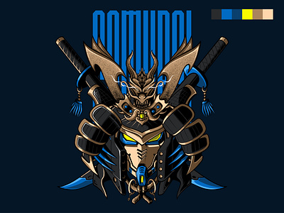 The Samurai digital art digital illustration gundam japanese art mecha poster design samurai tshirt design wall art