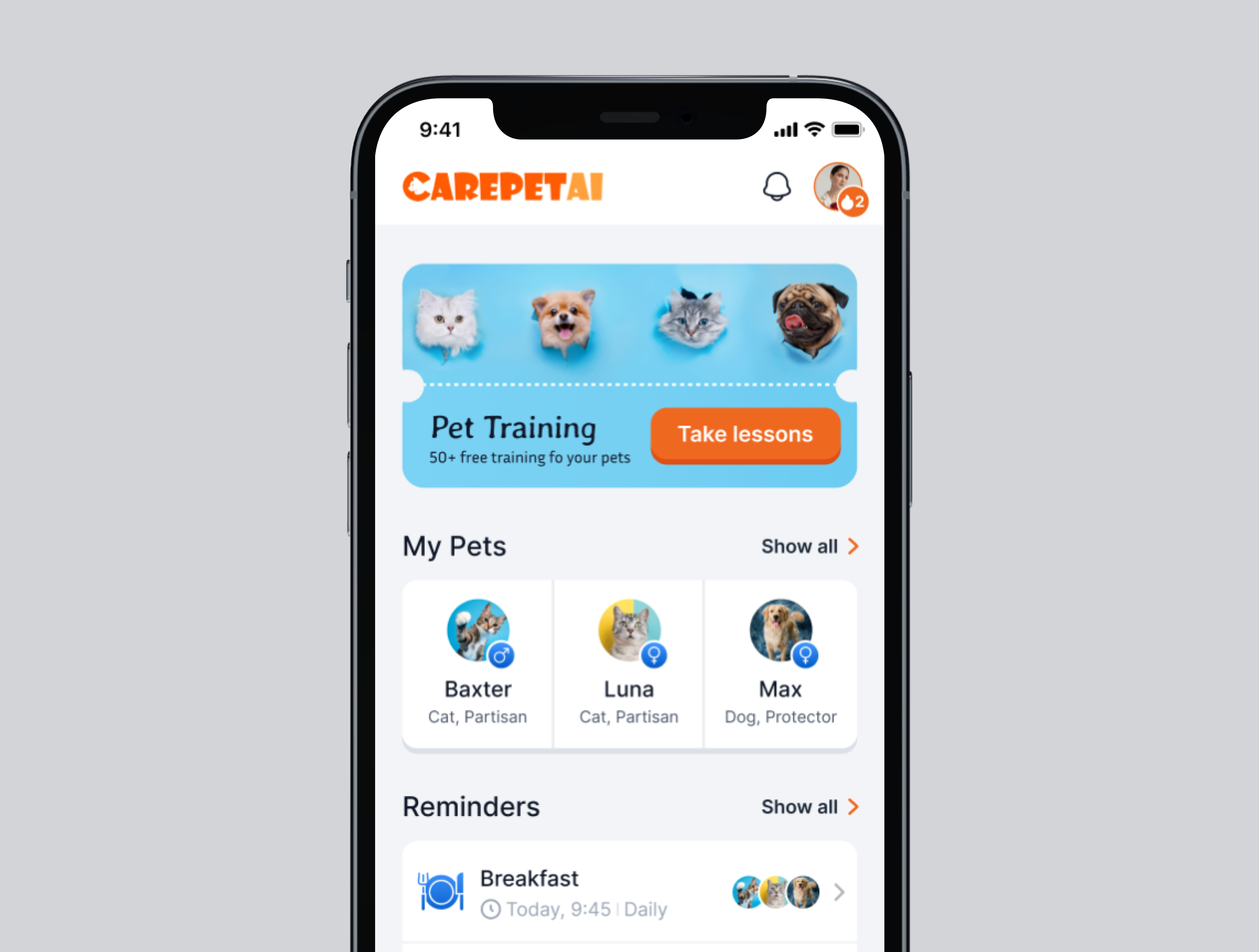 Example of CarePetAI – Mobile App