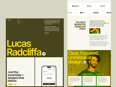 Personal Website Design bold card clean design homepage landing page modern our project personal portfolio services studio text typography website