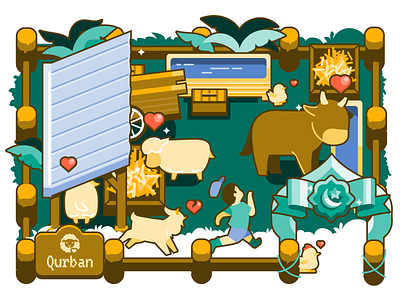 🕌 Eid al Adha 🐄🐐🐃🐏 animal cow eid adha eidadha farm game ui goat illustration livestock sheep ui vector