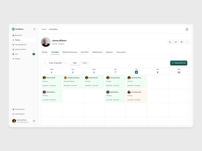 Weekly Caregiver Planner — CareEase Web App branding caregiver caregiver planner caregiver web app clean ui design doctors healthcare industry helps families illustration nurse patient planned for care ui uiux visiting the patient web app web app design weekly caregiver planner weekly planner interfac