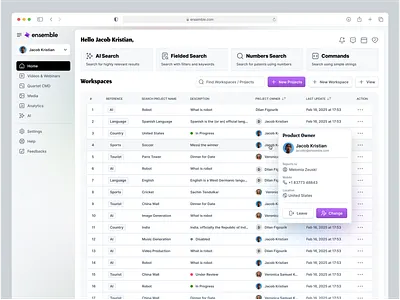 Product/Search Management Dashboard cards clean dashboard commerce dashboard dashboard ui hover minimal dashboard modern dashboard ui pim product management saas search table widgets