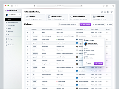 Product/Search Management Dashboard cards clean dashboard commerce dashboard dashboard ui hover minimal dashboard modern dashboard ui pim product management saas search table widgets