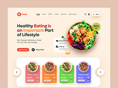 Food Website Lading Page UI Design delivery figma food landing page order ui ux website