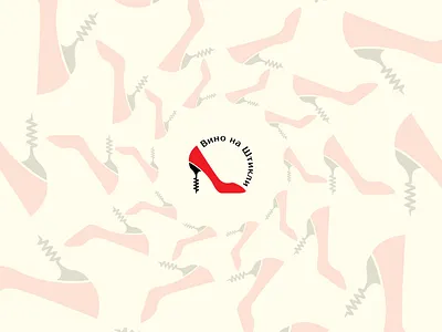 Wine on heels clean combo cork event girl heel logo logotype mix red simple wine
