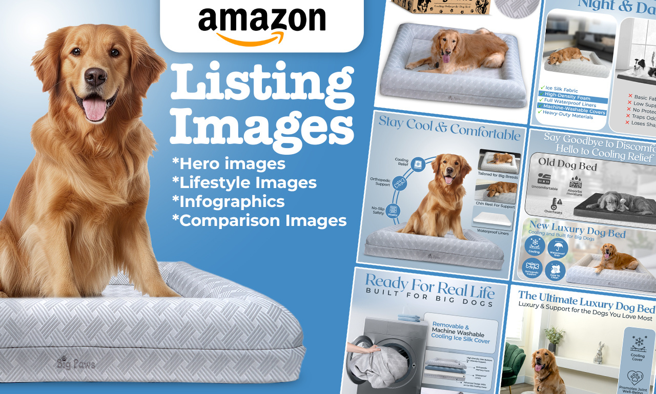 Dog Bed Product Listing Images And A+ Banner a banner amazon amazon listing amazon listing images amazon product branding dog ebc ecommerce ecommerce product presentation ecommerce sotre graphic design image editing listing images product branding product display product images product listing product listing images sotre visualls