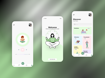 Meditation app app app design green intuitive meditaion app meditation mockup ui uiux ux