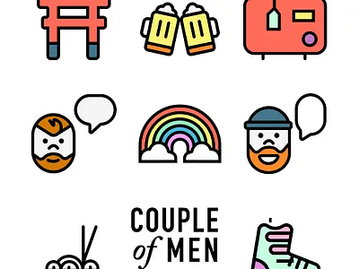 Icon Collection for coupleofmen branding color flat design icon illustration lgbtq minimal vector