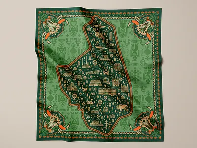 Podlasie Scarf illustration map podlasie scarf scarve silk