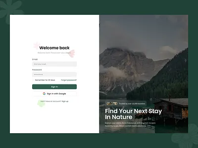Login Page For Travel Rental Website log in web log in website login page nature product design register register web rental rental website sign in sign in website sign up sign up website signin signup ui ux web design website website design