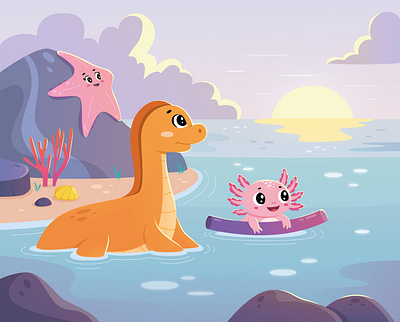 Vector illustration for a swimming school animals illustration artwork book illustration branding character design characters children book children illustration childrens product design digital illustrator illustration vector illustration