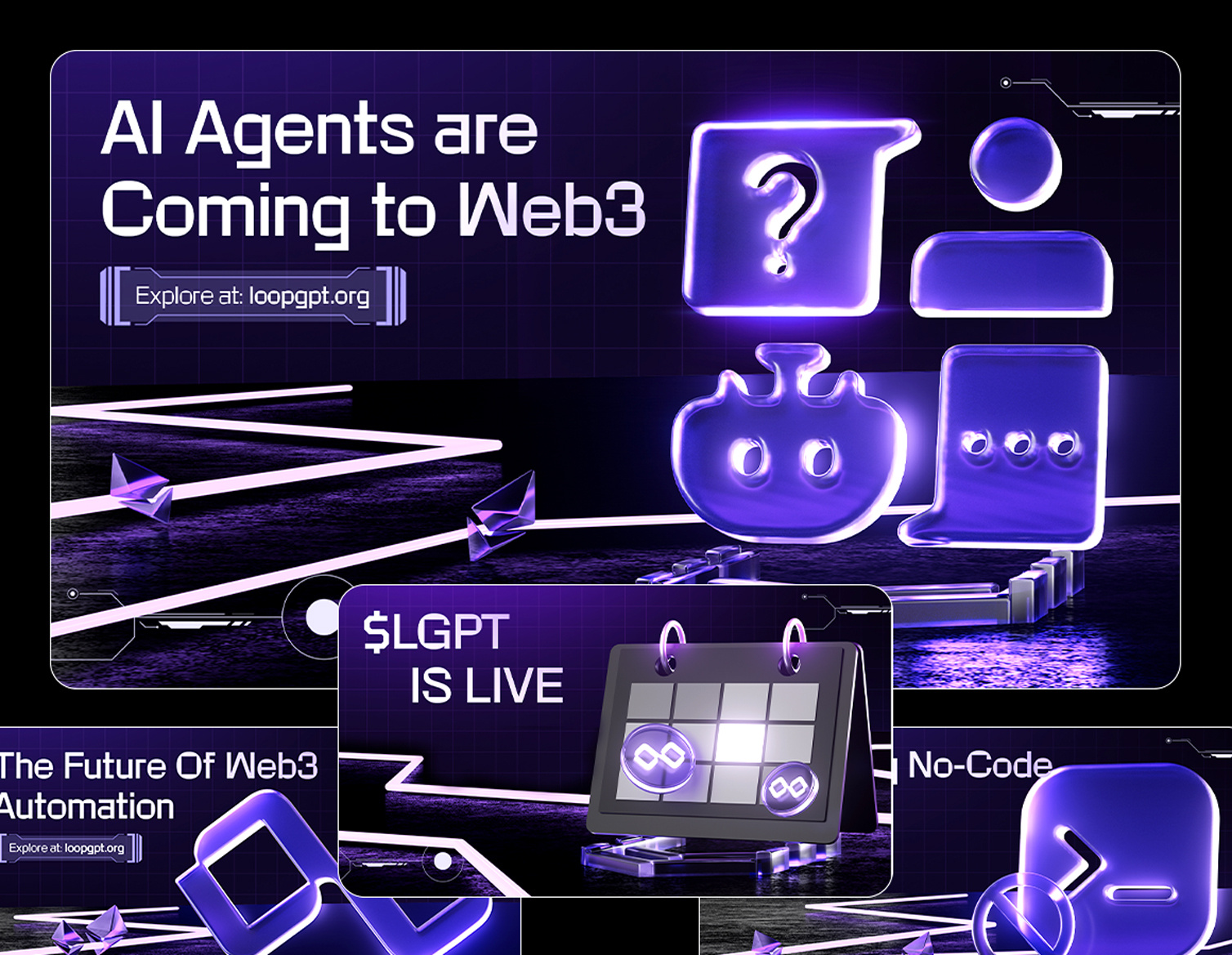 Crypto violet 3D social media banner 3d animation 3d banner designs 3d banners 3d crypto designer 3d graphic design 3d social media ai agent design ai project design crypto 3d design crypto violet banner crypto web3 banners cryptocurrency violet 3d design web3 banner design