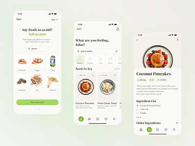 Fresh UI for Smart Recipes app design food app minimal design mobile app pastel colors personalized app recipe app ui design user interface wellness
