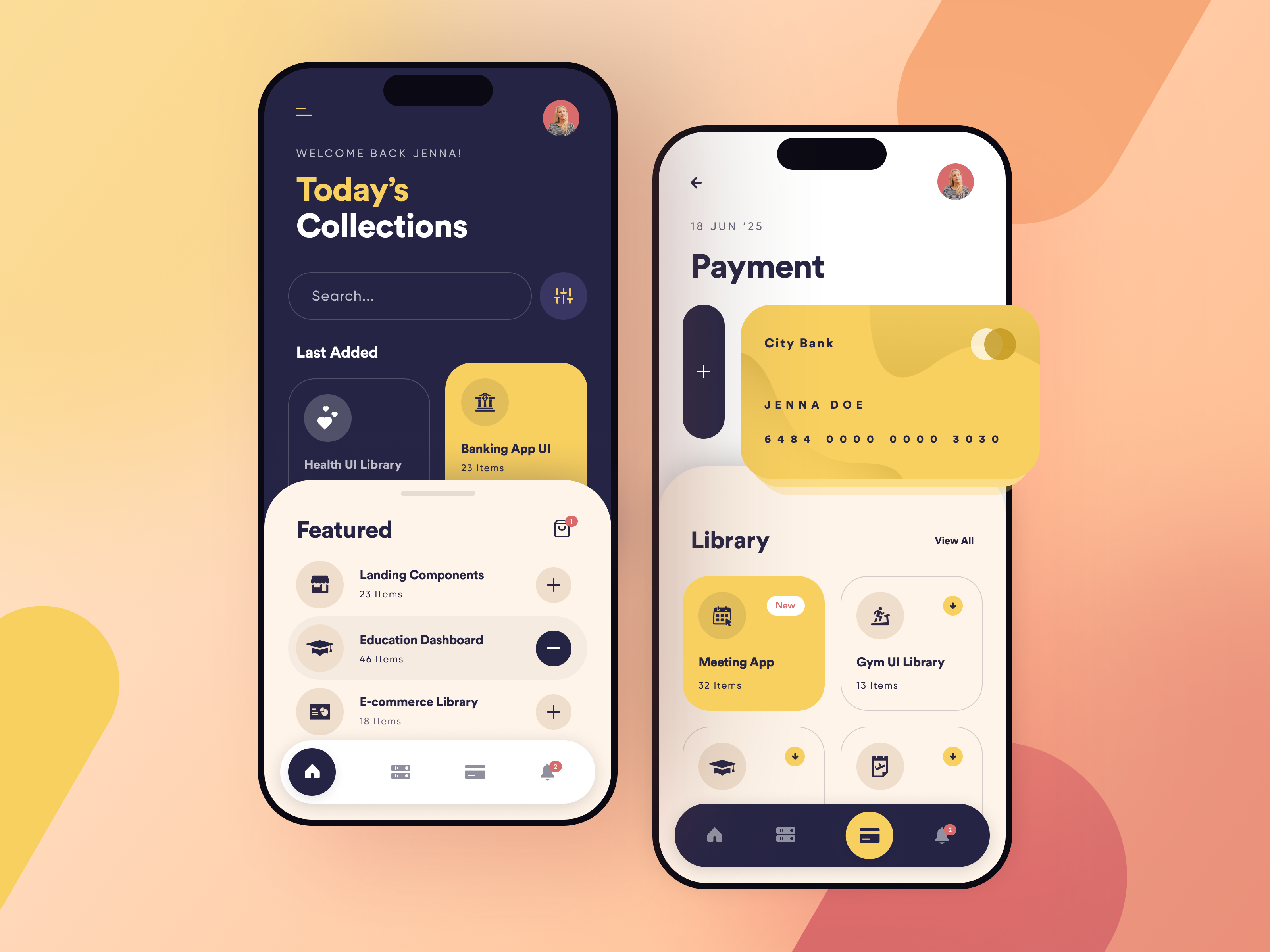 UI Library app dashboard app design concept library mobile app payment